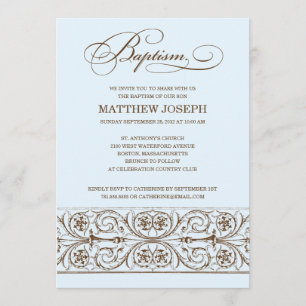 ÉLÉGANCE VINTAGE INVITATION BAPTISME