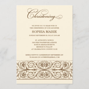 ÉLÉGANCE VINTAGE INVITATION BAPTISME