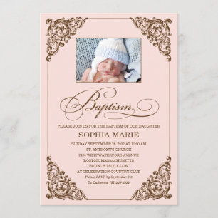 ÉLÉGANCE VINTAGE  INVITATION BAPTISME