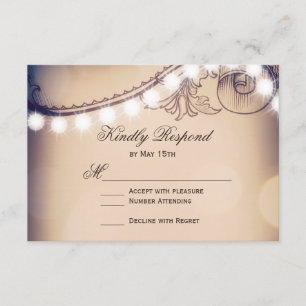 Élégance vintage Lumières rustiques Mariage Cartes
