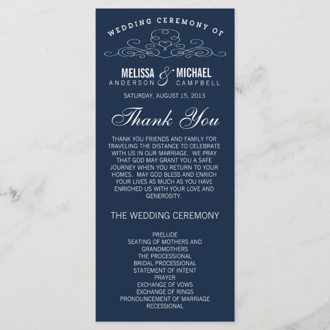 ÉLÉGANCE vintage | PROGRAMME DE MARIAGE (Devant)