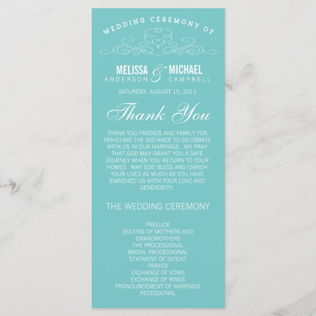 ÉLÉGANCE vintage | PROGRAMME DE MARIAGE (Devant)