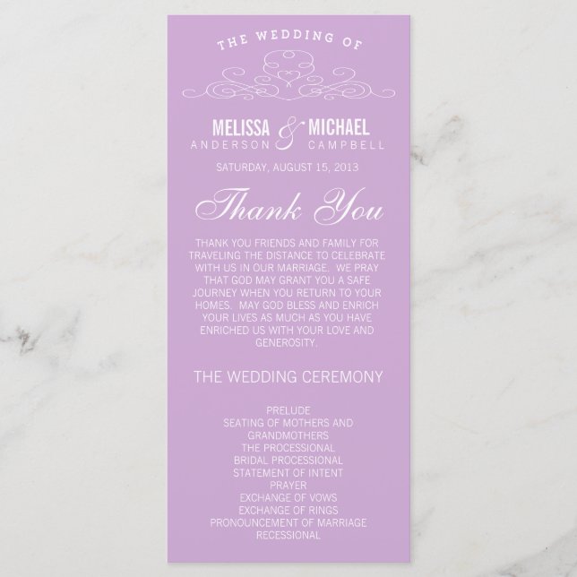 ÉLÉGANCE vintage | PROGRAMME DE MARIAGE (Devant)