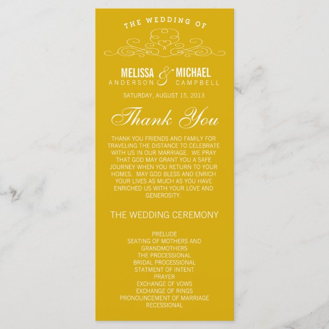 ÉLÉGANCE vintage | PROGRAMME DE MARIAGE (Devant)