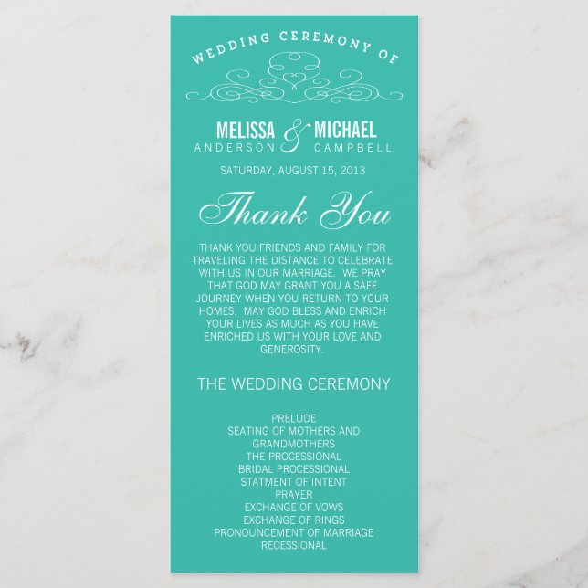 ÉLÉGANCE vintage | PROGRAMME DE MARIAGE (Devant)