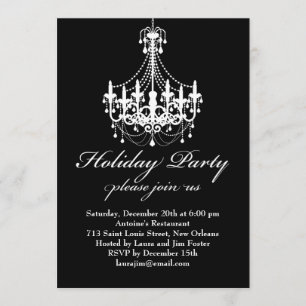 Elegand Black and White Chandelier Weihnachts-Part Einladung