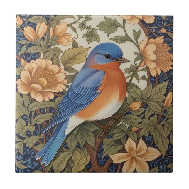 EleganEastern Bluebird William Morris Inspiriert Fliese (Vorderseite)