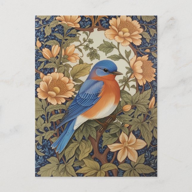 EleganEastern Bluebird William Morris Inspiriert Postkarte (Vorderseite)