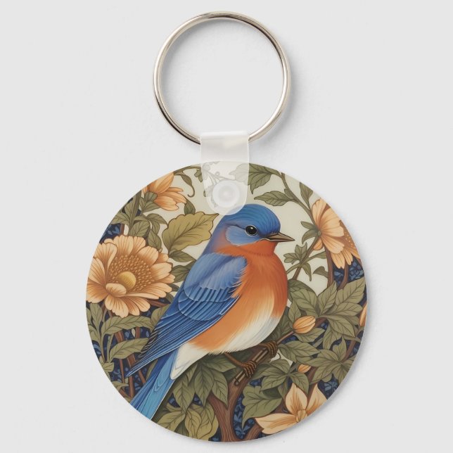 EleganEastern Bluebird William Morris Inspiriert Schlüsselanhänger (Rückseite)