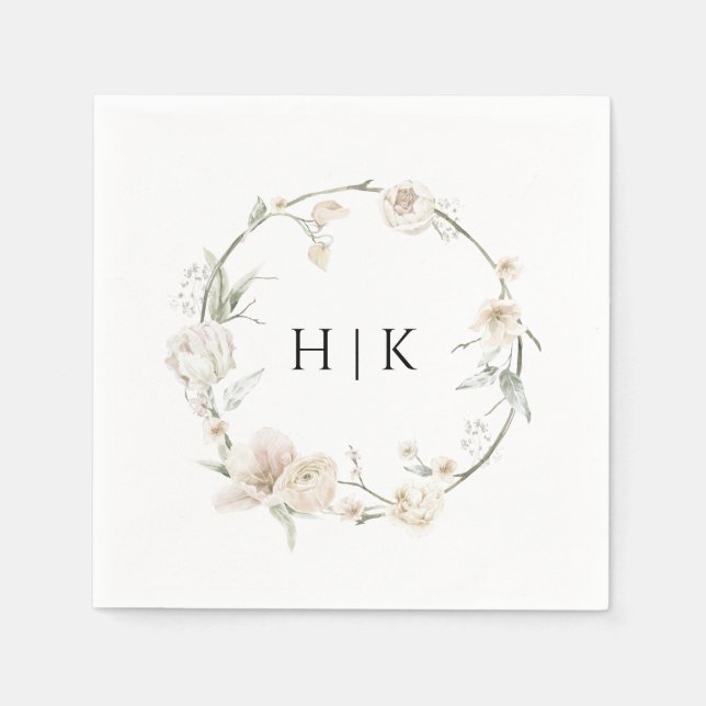 Eleganfarbenes Monogram Napkin Serviette (Vorderseite)