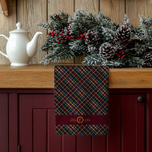 Elegangoldmonogramm Kariert - Cranberry Blue Aquam Geschirrtuch