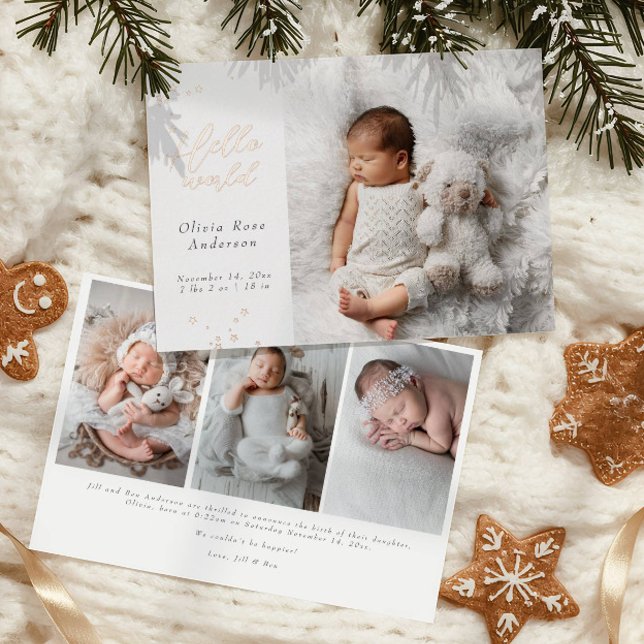 EleganHello Baby Fotos Moderne Kalligraphie Geburt Folieneinladung (Von Creator hochgeladen)