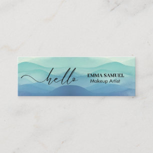 EleganHello Minimal Calligraphy Navy Ocean Mini Visitenkarte