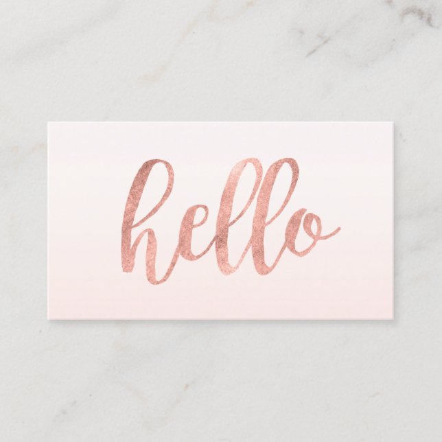 EleganHello Rose Gold Typografie Beruflich Visitenkarte (Vorderseite)