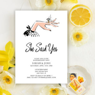 Eleganher She Said Yes Calligraphy Script-Verlobun Einladung