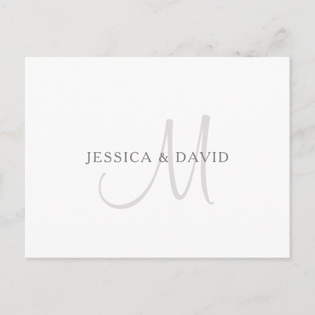 Eleganname Monogram | Weiß & Grau Postkarte (Vorderseite)