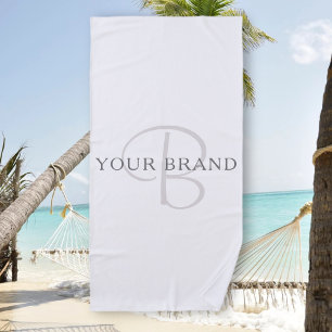 Eleganname Monogram Weiß & Grau Strandtuch