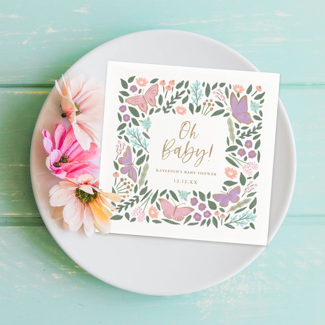 Elegano Oh Baby Butterfly Garden Baby Shower Serviette (Von Creator hochgeladen)