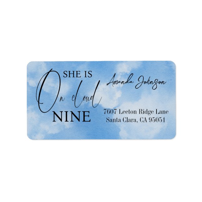 Eleganon Cloud Nine 9 Blue Brautparty-Adresse Adressaufkleber (Vorne)
