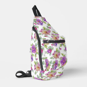 Eleganrosa lila Aquarellblüte Crossbody Bag
