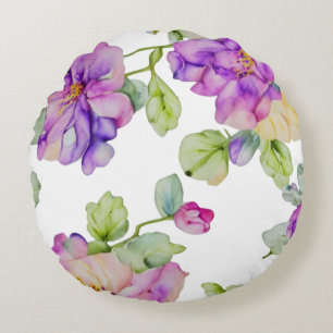 Eleganrosa lila Aquarellblüte Rundes Kissen