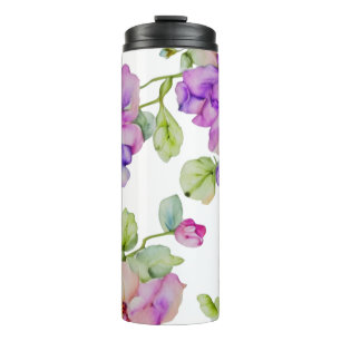Eleganrosa lila Aquarellblüte Thermosbecher