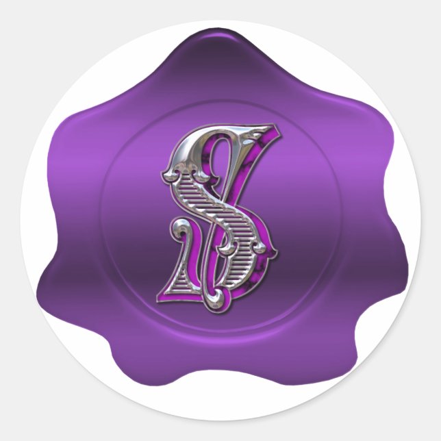 Elegans Monogram Lila Wax Siegel Look Sticker (Vorderseite)