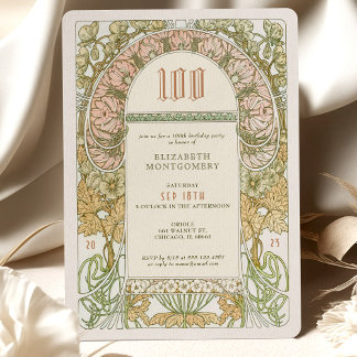 Elegant 100. Geburtstag Einladung Jugendstil Mucha