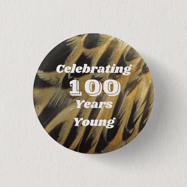 Elegant 100 Geburtstag Feather Milestone Celebrati Button (Vorderseite)