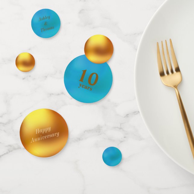 Elegant 10 Jahre Gold & Türkis Konfetti (Gruppe)