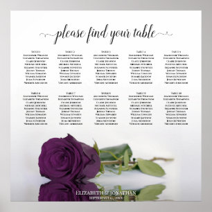 Elegant 10 Tafelplatte Lila Rose Sitzkarte Poster