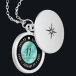 Elegant 11. Hochzeitstag in Türkis Medaillon<br><div class="desc">Feiern Sie mit diesem Gedenklocket den 11. Hochzeitstag im Stil! Elegante Schwarz-Weiß-Schriften auf gelbem Marmor und grünlich blauem Hintergrund verleihen diesem besondere Anlass und Meilenstein eine unvergessliche Touch. Passen Sie sich die Namen der glücklichen Paare an und fügen Sie ein Datum für ihren türkisfarbenen Jahrestag hinzu. Design © W.H. Sim....</div>