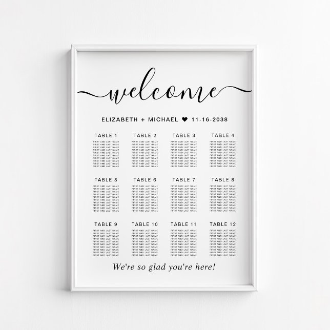 Elegant 12 Tabelle Hochzeitssatteldiagramm Poster (Von Creator hochgeladen)