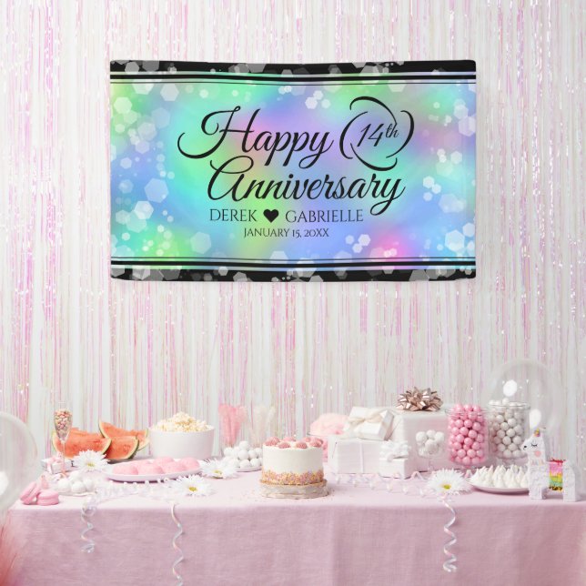 Elegant 14. Opal Hochzeitstag Banner (Party)