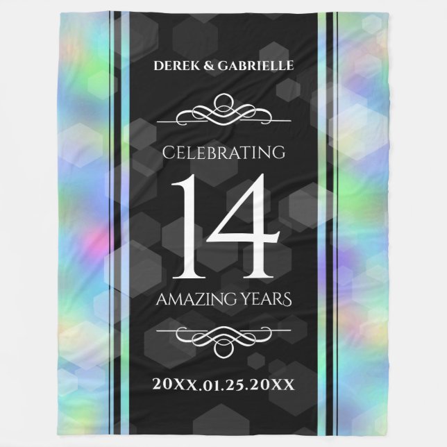 Elegant 14. Opal Hochzeitstag Fleecedecke (Vorderseite)