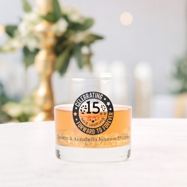 Elegant 15. Jubiläum Namen Datum hinzufügen Whiskyglas (Insitu (Hochzeit))