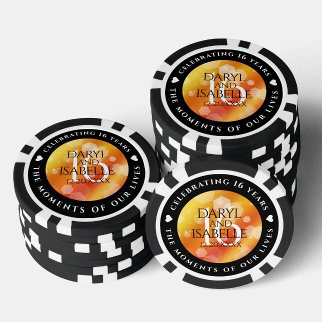 Elegant 16. Hochzeitstag des Goldenen Topaz Pokerchips (Stapel)