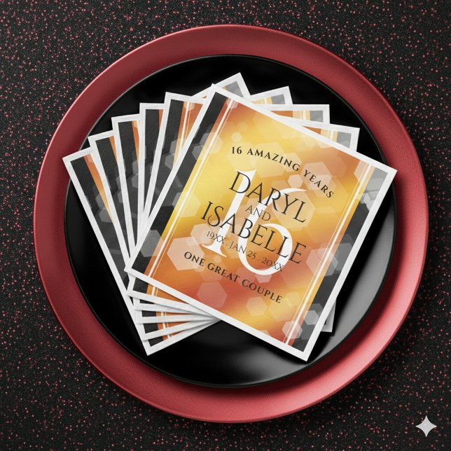 Elegant 16th Golden Topaz Wedding Anniversary Serviette (Elegant 16th Golden Topaz Wedding Anniversary Napkins Cover Photo)