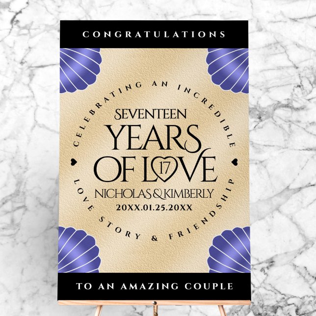 Élégant 17ème anniversaire de Mariage des obus (Elegant 17th Shells Wedding Anniversary Acrylic Sign Cover Photo)