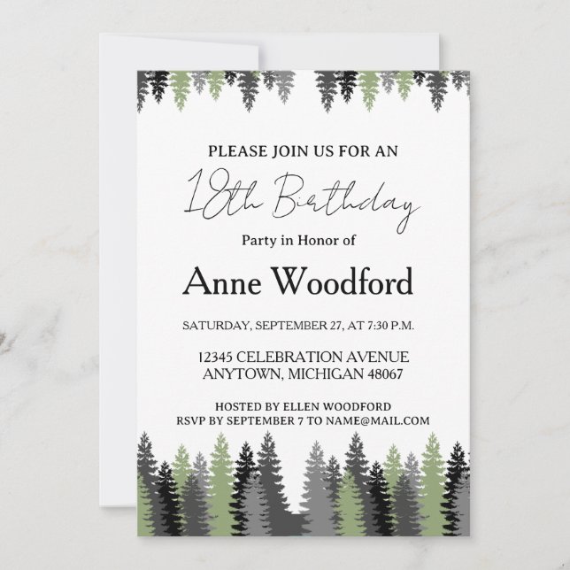 Elegant 18. Geburtstag Einladung (Vorderseite)