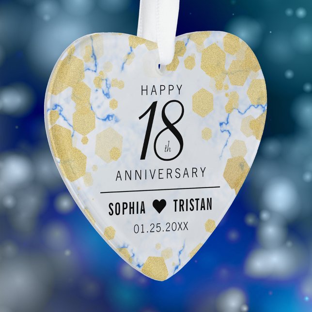 Élégant 18e anniversaire Mariage de porcelaine Acr (Elegant 18th Porcelain Wedding Anniversary Acrylic Ornament Cover Photo.)