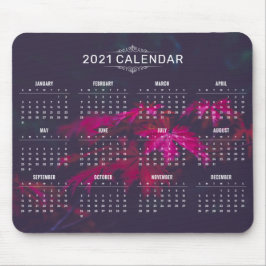 Elegant 2021 Kalender auf Ahorn-Blätter | Mousepad