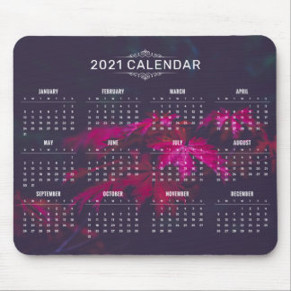 Elegant 2021 Kalender auf Ahorn-Blätter | Mousepad