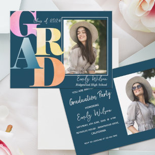 Elegant 2025 GRAD 2 Foto Graduate Ankündigung Postkarte