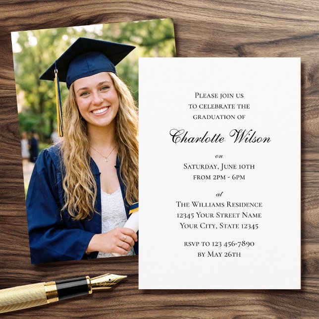 Elegant 2026 Graduation Party Photo Invitation  Begleitkarte (Von Creator hochgeladen)