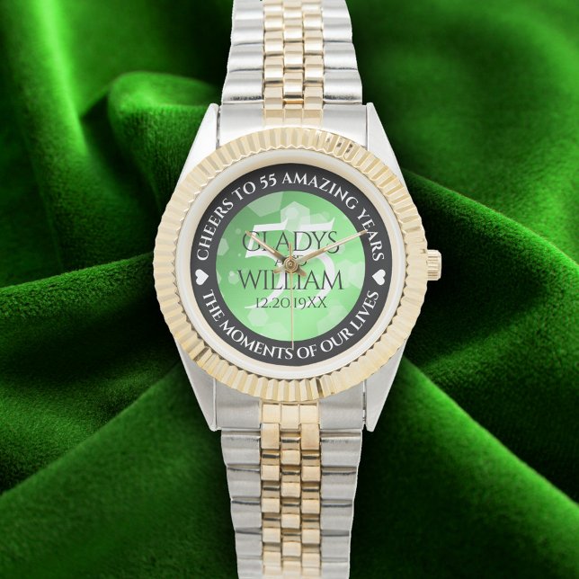 Elegant 20. 38. 55. Emerald Wedding Jubiläum Armbanduhr (Elegant 55th Emerald Wedding Anniversary Wristwatch Cover Photo)