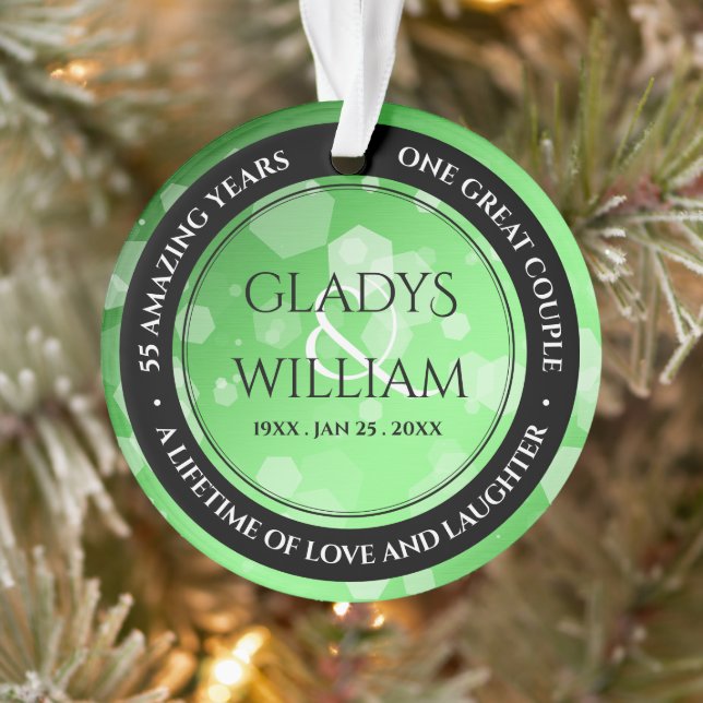 Elegant 20. 38. 55. Emerald Wedding Jubiläum Ornament (Baum)