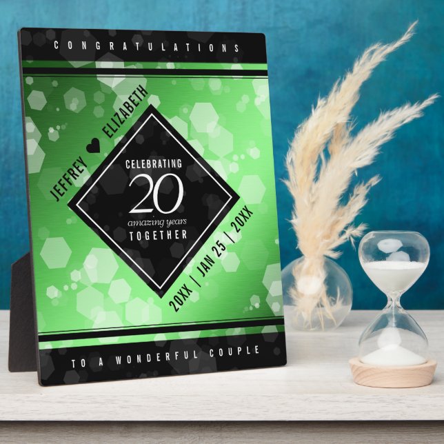 Elegant 20. Emerald Wedding Anniversary Plaque Fotoplatte (Seite)