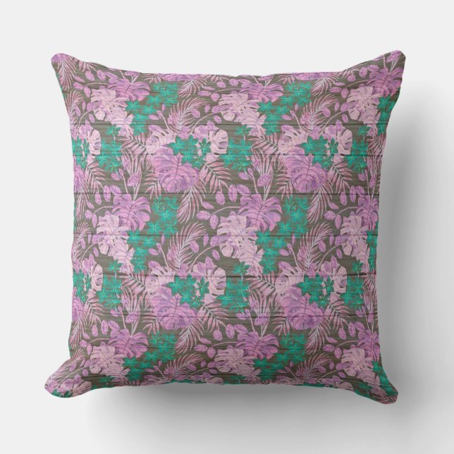 Elegant 20"X20" floral on wood Trendy Popular Kissen (Vorderseite)