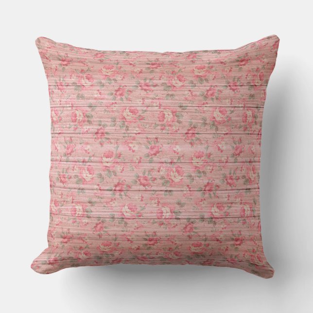 Elegant 20"X20" floral on wood Trendy Popular Kissen (Vorderseite)